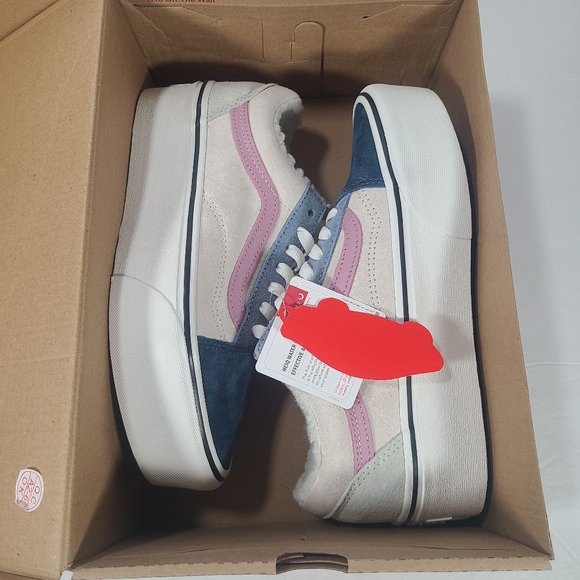 Vans Old Skool Stackform Platform Pig Suede Sherpa Multi Color Sneakers Women 7 - Picture 11 of 12